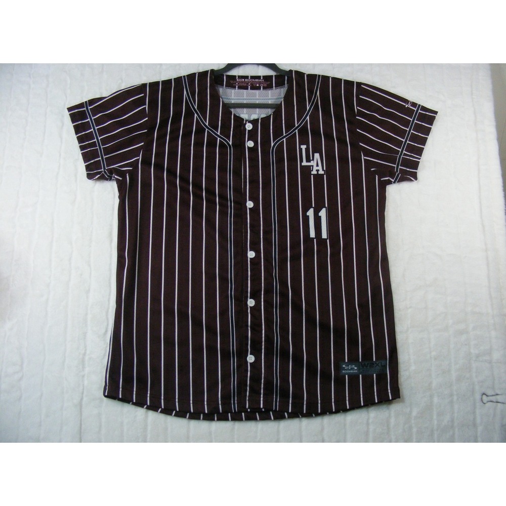 Boombah Baseball Jersey Women W2XL Maroon Excellent Pinstripe LA 11 Portillo